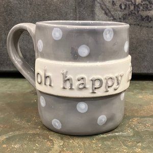 Mud Pie Oh Happy Day 16oz Ceramic Mug NWT